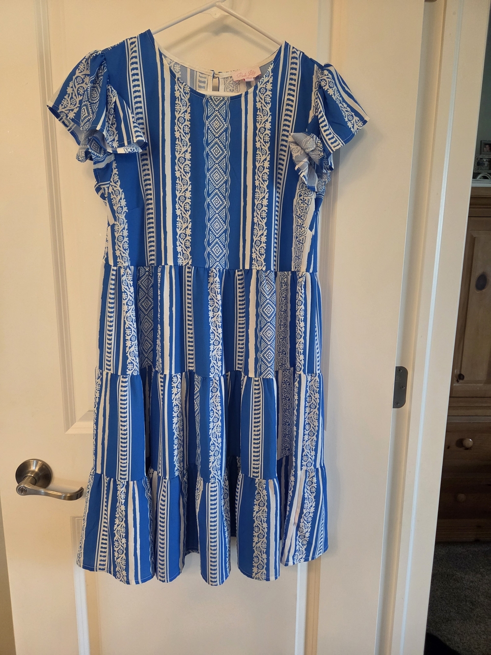 Pink Lily Blue and White Shift Dress